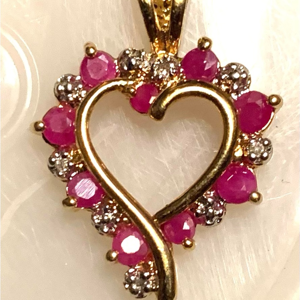 Gold and Pink Heart Pendant